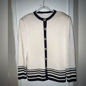 St. John Dressy Cardigan Cream and Navy size 12